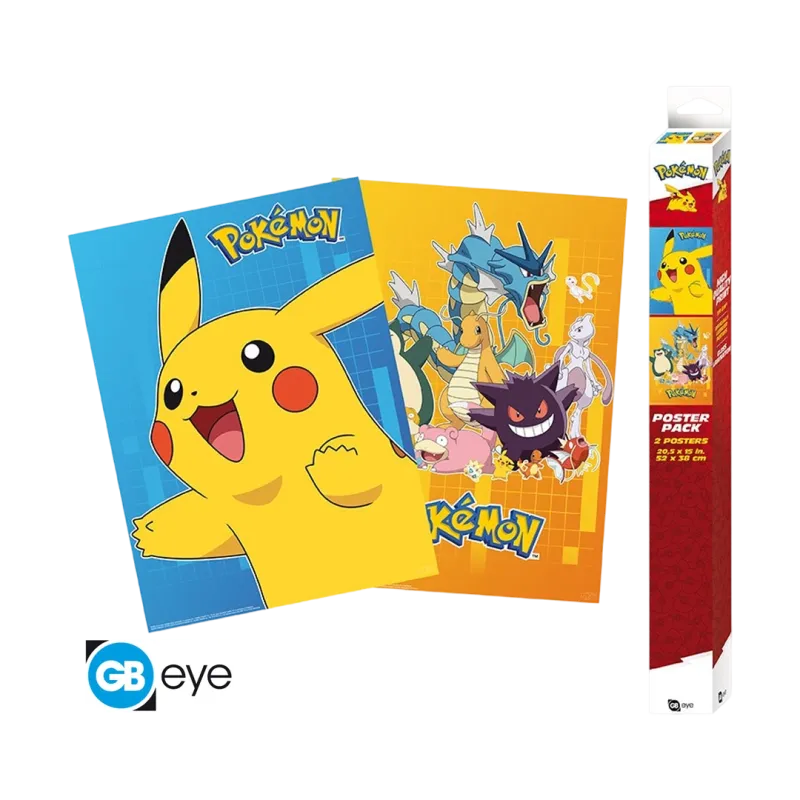 Pokémon Poster - Set (2er) – Chibi Style Bunte Charaktere - CARDHOME