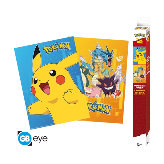 Pokémon Poster - Set (2er) – Chibi Style Bunte Charaktere - CARDHOME